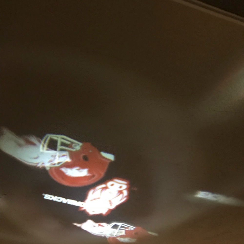 Arkansas Razorback image projecting light